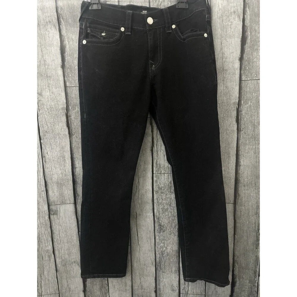 True Religion Men’s Black Dark Wash Denim Straight Jeans Cargo Pockets